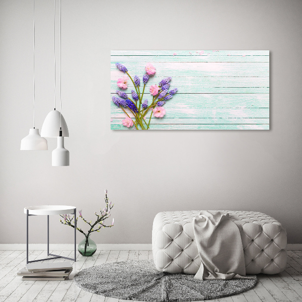Schilderij op canvas Lavendel op hout