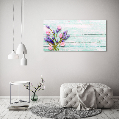 Schilderij op canvas Lavendel op hout