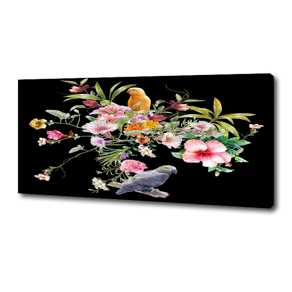 Canvas foto Bloemen en vogels