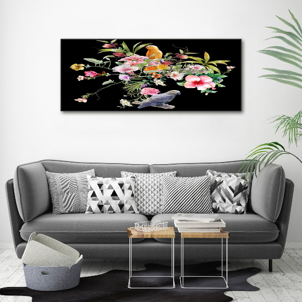 Canvas foto Bloemen en vogels