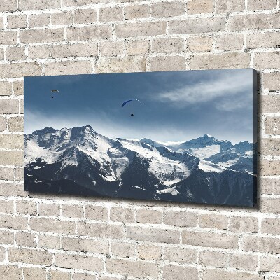 Canvas schilderij Paragliden in de Alpen