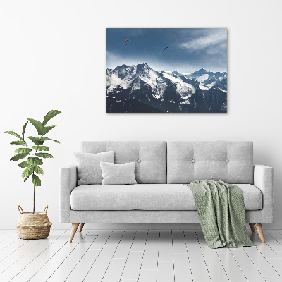Canvas schilderij Paragliden in de Alpen