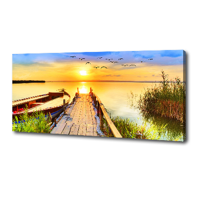 Canvas foto Boot en steiger