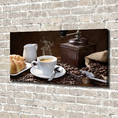 Canvas schilderij Croissants en koffie