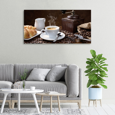 Canvas schilderij Croissants en koffie