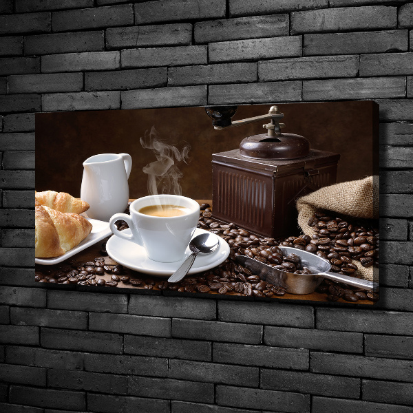 Canvas schilderij Croissants en koffie