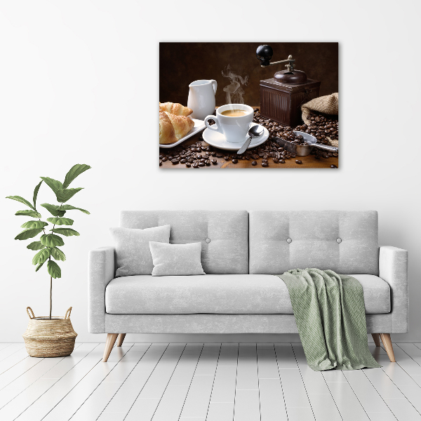 Canvas schilderij Croissants en koffie