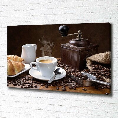 Canvas schilderij Croissants en koffie