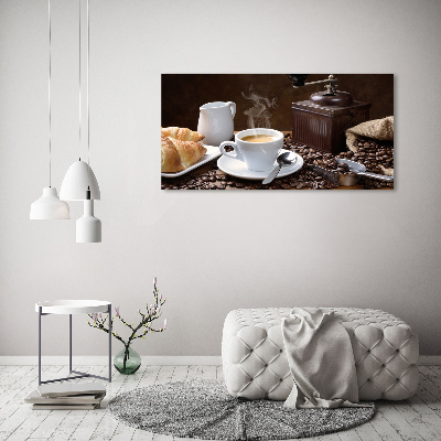 Canvas schilderij Croissants en koffie
