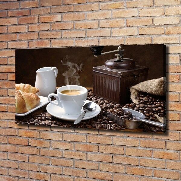 Canvas schilderij Croissants en koffie