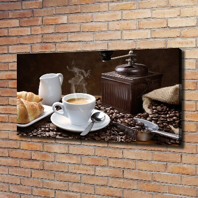 Canvas schilderij Croissants en koffie