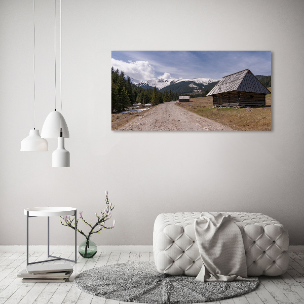 Foto canvas Een huisje in de bergen