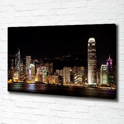 Schilderij op canvas Hong Kong 's nachts