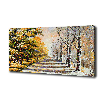 Schilderij op canvas Herfst versus winter