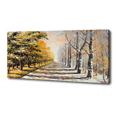 Schilderij op canvas Herfst versus winter