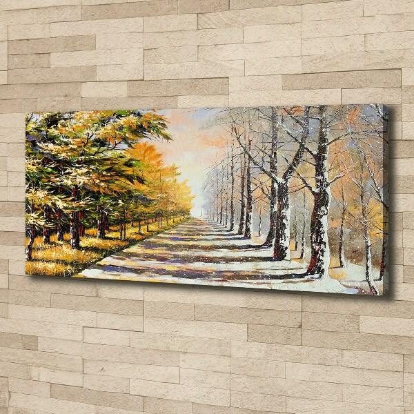Schilderij op canvas Herfst versus winter