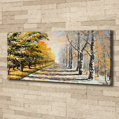 Schilderij op canvas Herfst versus winter