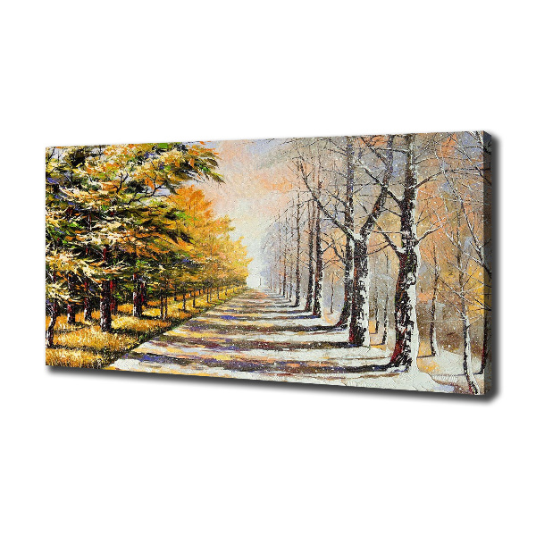 Schilderij op canvas Herfst versus winter
