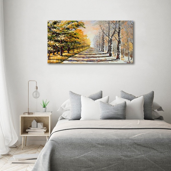 Schilderij op canvas Herfst versus winter