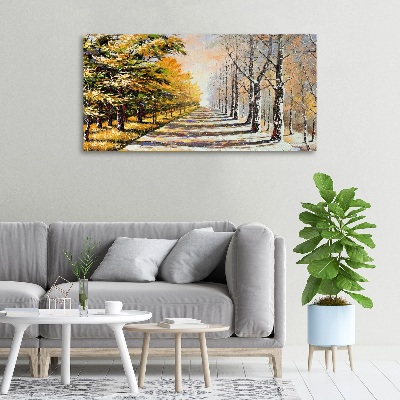 Schilderij op canvas Herfst versus winter