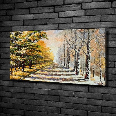 Schilderij op canvas Herfst versus winter