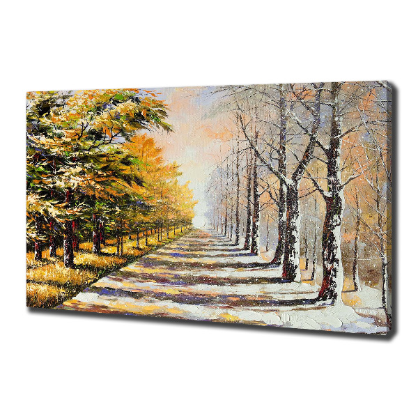 Schilderij op canvas Herfst versus winter