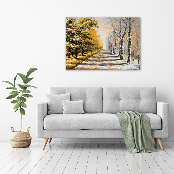Schilderij op canvas Herfst versus winter