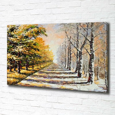 Schilderij op canvas Herfst versus winter