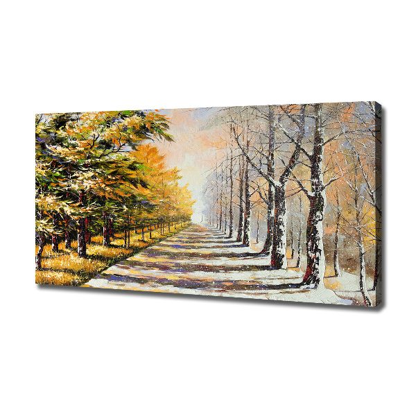 Schilderij op canvas Herfst versus winter