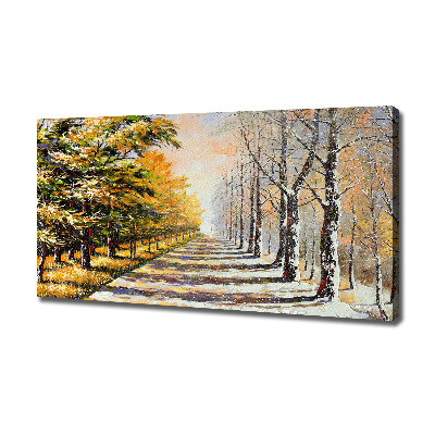 Schilderij op canvas Herfst versus winter