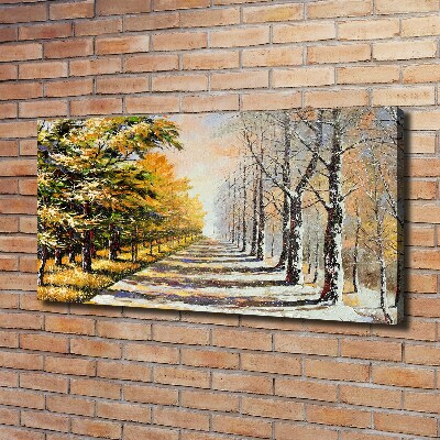 Schilderij op canvas Herfst versus winter