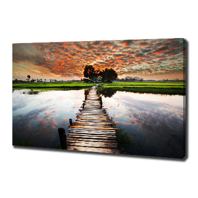 Foto op canvas Houten brug