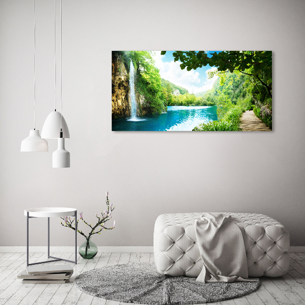 Foto canvas Waterval in het bos