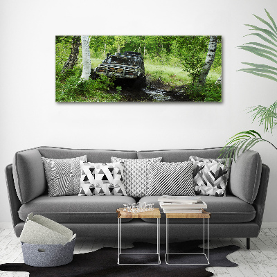 Canvas foto Jeep in het bos