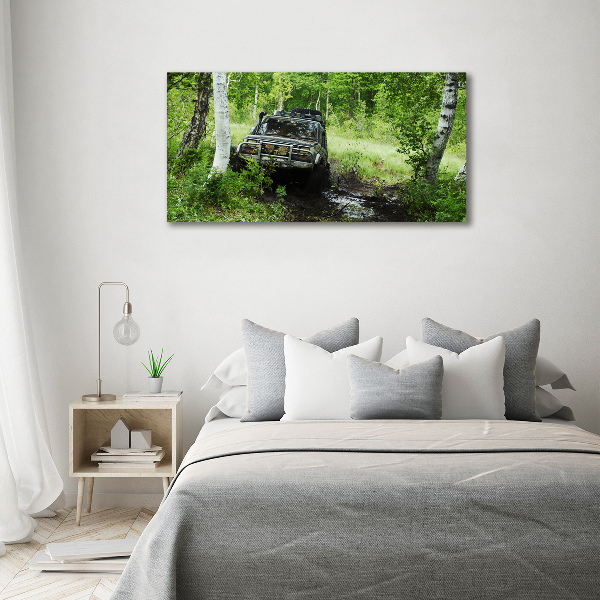 Canvas foto Jeep in het bos