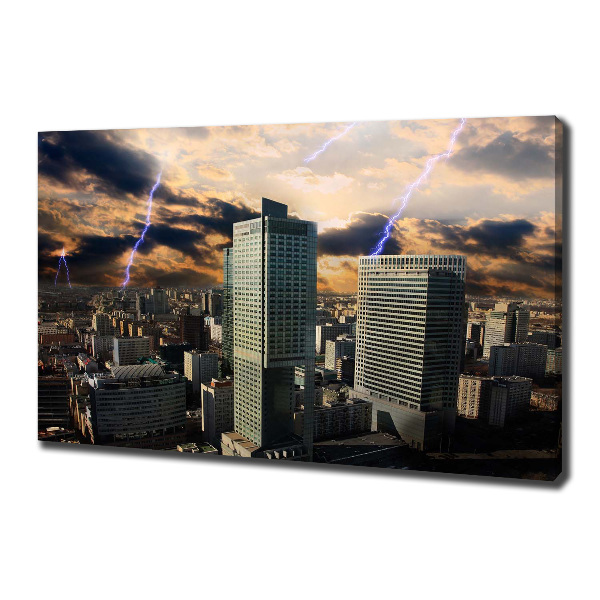 Foto canvas Storm boven Warschau