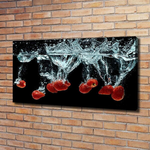 Canvas schilderij Aardbeien onder water