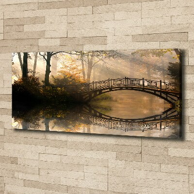 Canvas schilderij Oude brug in de herfst