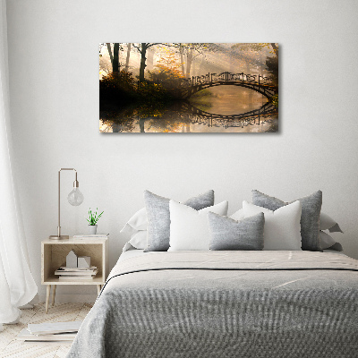 Canvas schilderij Oude brug in de herfst