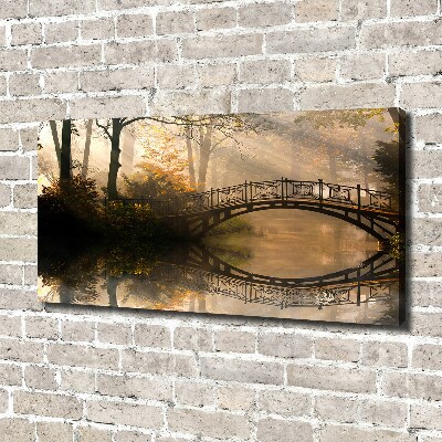 Canvas schilderij Oude brug in de herfst