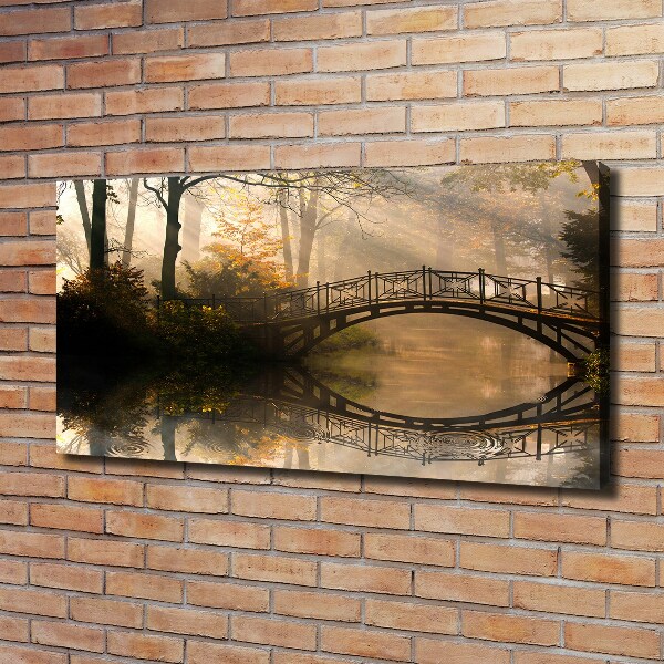 Canvas schilderij Oude brug in de herfst