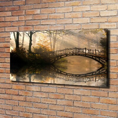 Canvas schilderij Oude brug in de herfst