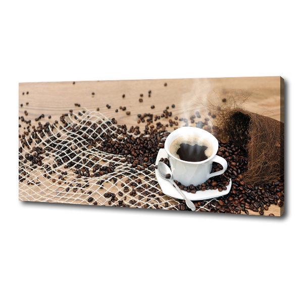 Canvas foto Koffie en koffiebonen