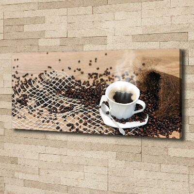 Canvas foto Koffie en koffiebonen