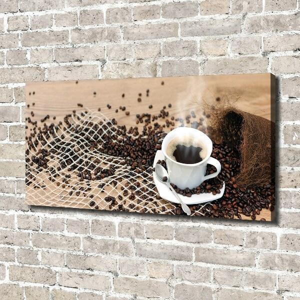 Canvas foto Koffie en koffiebonen