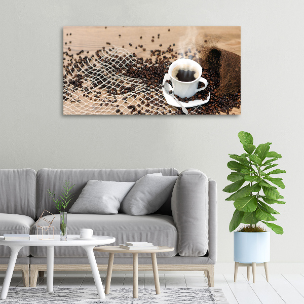 Canvas foto Koffie en koffiebonen