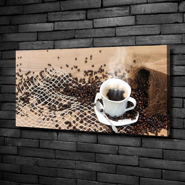 Canvas foto Koffie en koffiebonen