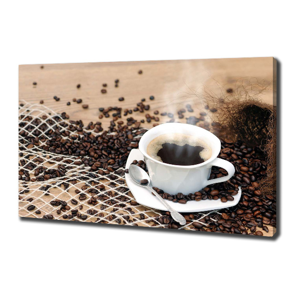 Canvas foto Koffie en koffiebonen