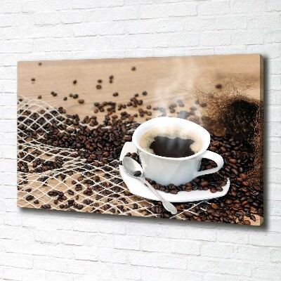 Canvas foto Koffie en koffiebonen