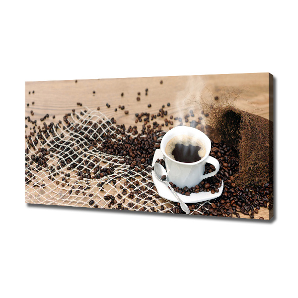 Canvas foto Koffie en koffiebonen
